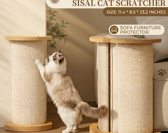 Wielofunkcyjna, regulowana deska do drapania dla kota z sizalu i wytrzymały pionowy słupek do drapania: utrzymuje ręce w czystości i chroni Twoją sofę