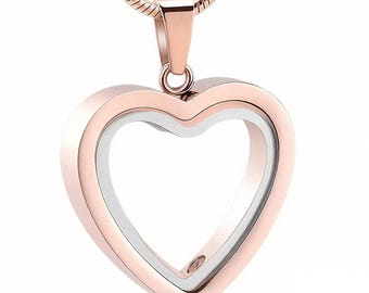 Naszyjnik kremacyjny w kształcie serca ze szkła: urna ze stali nierdzewnej na prochy