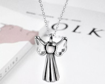 Naszyjnik z urną w kształcie skrzydeł anioła: biżuteria kremacyjna ze stali nierdzewnej na prochy