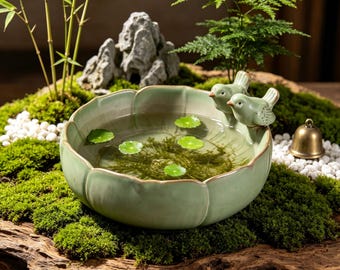 Ceramiczna doniczka w kształcie ptaka, pojemnik hydroponiczny w kształcie lotosu, odpowiedni dla roślin wodnych i sukulentów, jako dekoracja ogrodu.