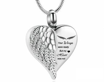 Naszyjnik z urną kremacyjną Angel Wings: stal nierdzewna, pamiątkowa urna na prochy zwierzaka/ukochanej osoby