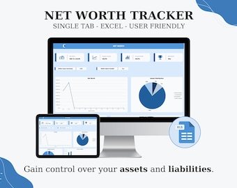 Net Worth Tracker Excel Spreadsheet Personal Finance Planner Net Worth Calculator Assets Liabilities Investment Tracker Annual Budget