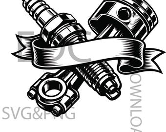 Engine Parts Svg, Piston Spark Plug Svg, Car Repair Cutting Files, Automotive Vector Clipart, DIY Mechanics, Vehicle Maintenance Svg