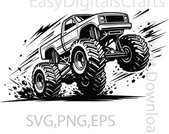 Monster Truck SVG PNG Cut Files | Off-Road Vehicle Digital Download for Cricut and Silhouette | Monster Truck Clipart for T-shirts, Decals