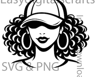 Afro Woman In Baseball Cap SVG,black women svg, black magic svg