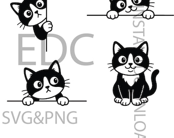 Gatto che sbircia SVG, Pacchetto gatto smoking SVG PNG, Mamma gatto SCG