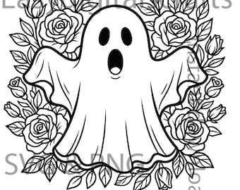 Floral Ghost SVG PNG, Floral Ghost svg, Cute Halloween Decals