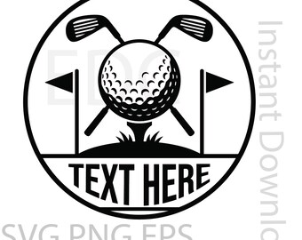 Custom Golf Logo SVG PNG | Personalized Golf Ball Design with Golf Clubs and Flags for Golf Enthusiasts, Gifts, and Sports Decor