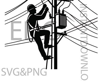 Lineman SVG PNG, Lineman png, Power Lineman Svg, Electric Lineman Svg,