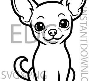 Chihuahua Svg Png, Dog Cut File for Cricut and Silhouette, Pet Lover Digital Download, Cute Puppy Clipart for Crafts and T-Shirts