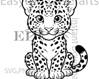 Cheetah Cub SVG PNG, cub svg,leopard svg, Jungle Animal Clipart, Baby Animal Cut File for Cricut and Silhouette, Safari Nursery Decor,