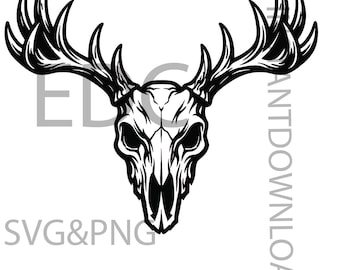Teschio di cervo SVG, PNG / Decorazione murale boho, arte rustica per la casa, file di taglio per Cricut, download digitale per lavori creativi, design ispirato alla natura