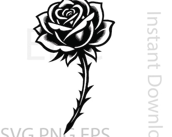 Rose Flower SVG PNG, Floral Digital Cut Files for Cricut and Silhouette, Spring Wedding Decor, Instant Download, Cricut Design