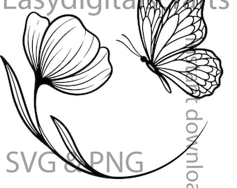 Flower And Butterfly Svg Png, butterfly svg