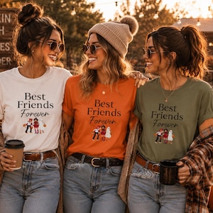 Matching Halloween Shirts | Best Friends Forever Trio Tee | Cute Ghost Witch Devil Shirt | Bestie Gift | Pumpkin Patch Outfit| Customisable