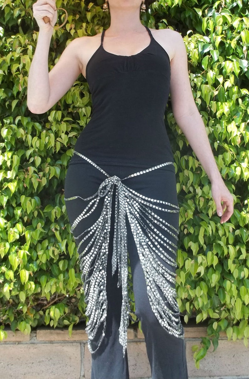 Art Deco Sparkle Skirt in Silver on Black image 4