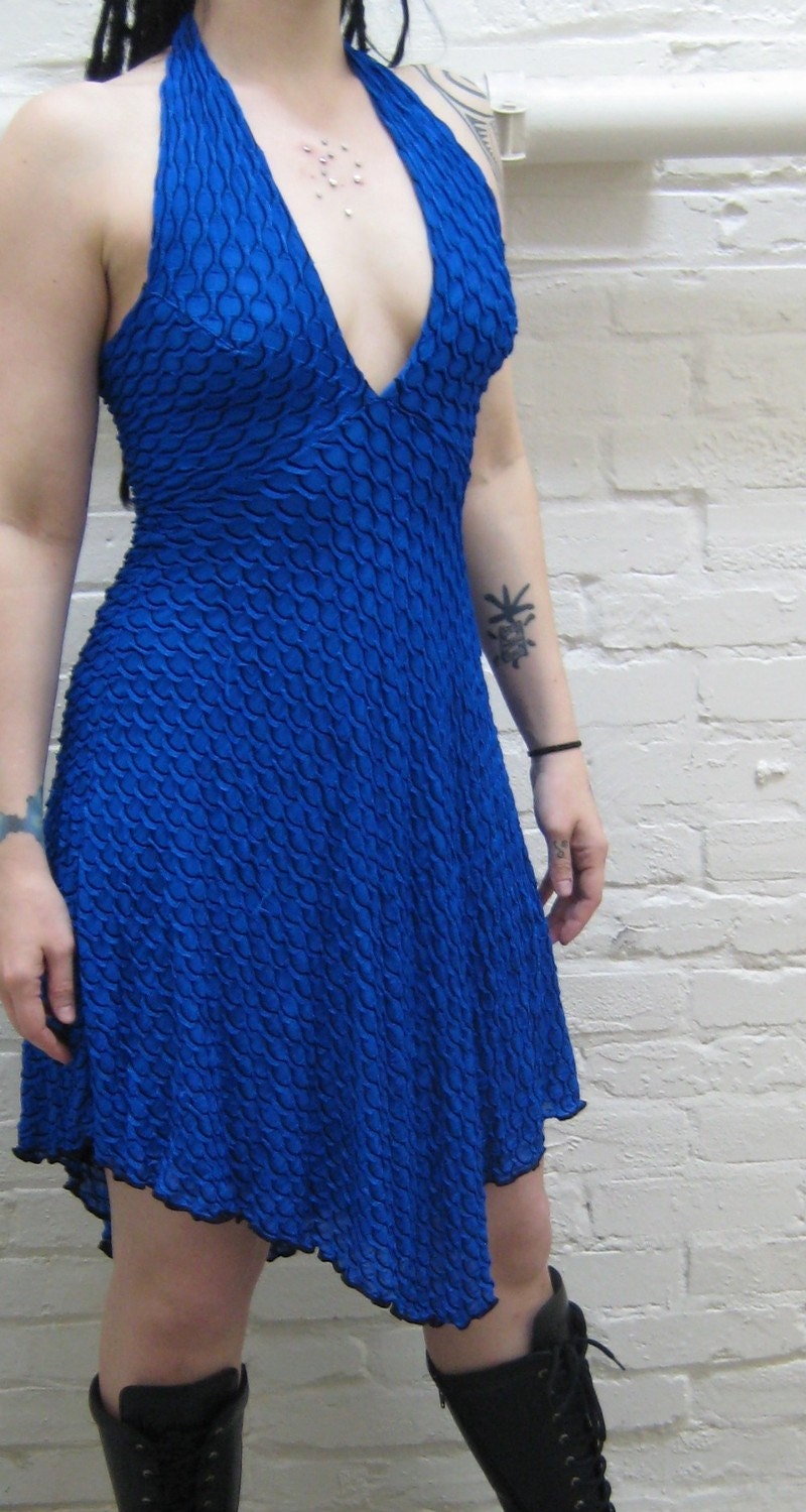 Electric Blue Halter Dress - Etsy