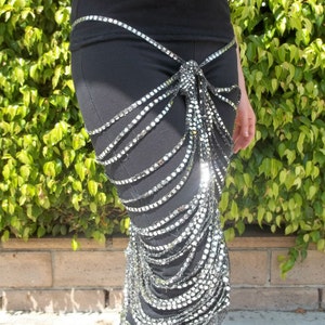 Art Deco Sparkle Skirt in Silver on Black image 2