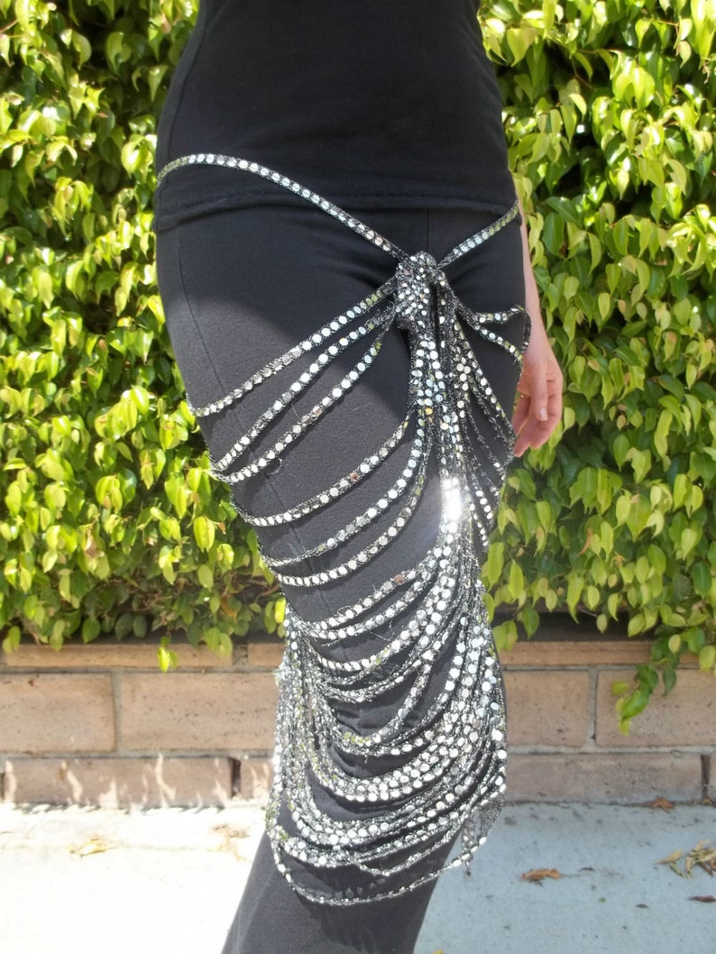 Art Deco Sparkle Skirt in Silver on Black image 2