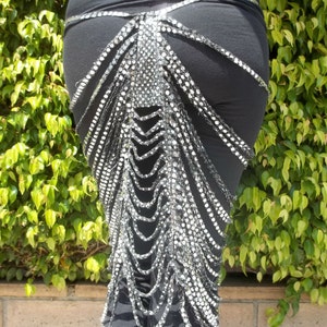 Art Deco Sparkle Skirt in Silver on Black image 3