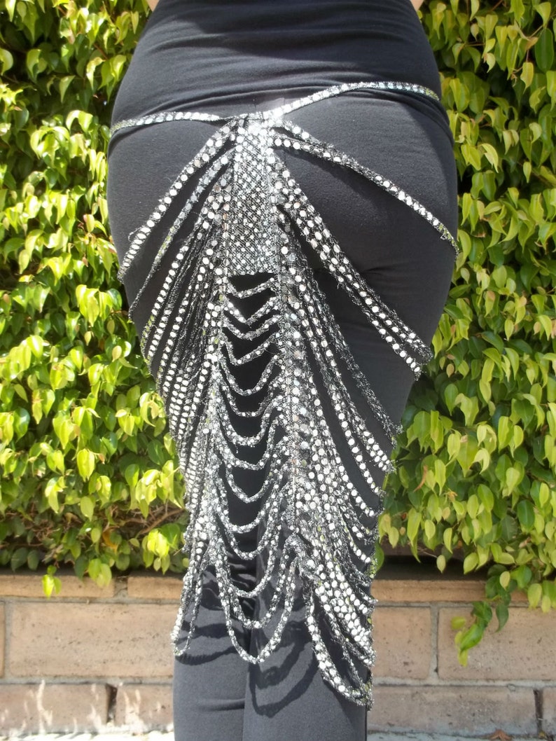 Art Deco Sparkle Skirt in Silver on Black image 3