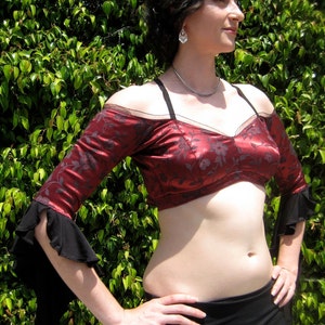 Bare Shoulder Sweetheart Choli in Garnet image 1