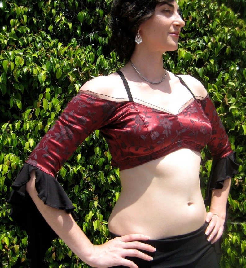 Bare Shoulder Sweetheart Choli in Garnet image 1