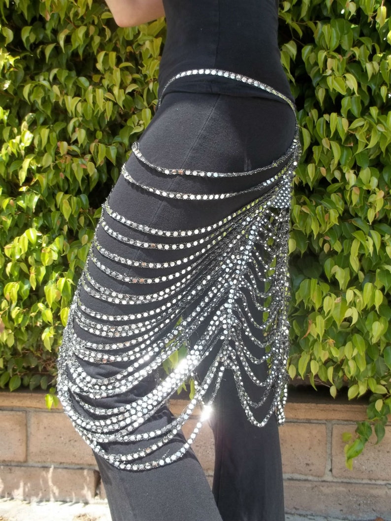 Art Deco Sparkle Skirt in Silver on Black image 1