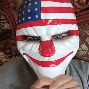 Payday 2 Clown Mask: US Flag Graffiti, Halloween Cosplay