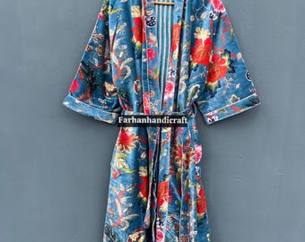 Handgemachte Kimono-Robe aus Samt: Boho Duster-Jacke