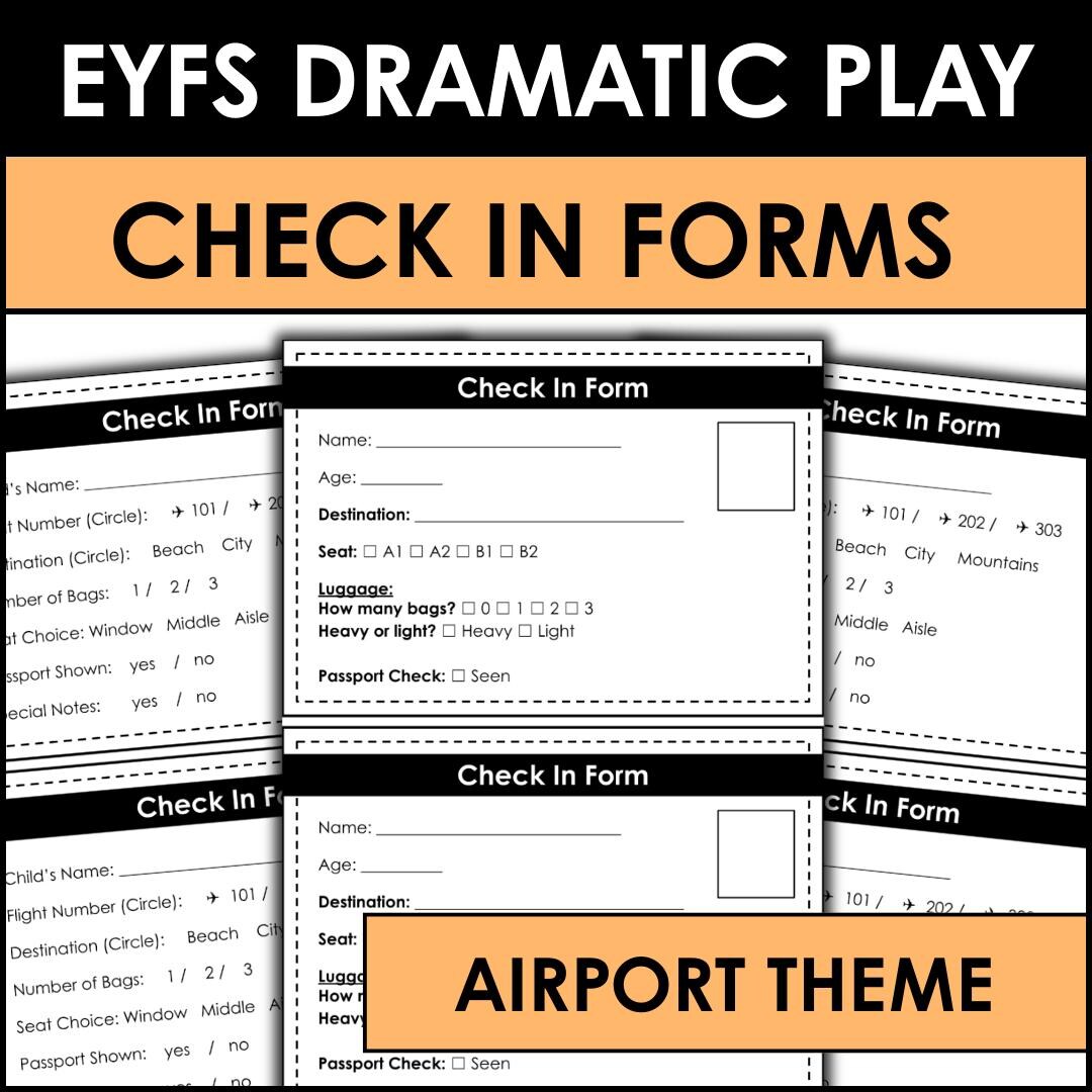 Airport Dramatic Play Check-in Forms (EYFS | Preschool | Differentiated ...