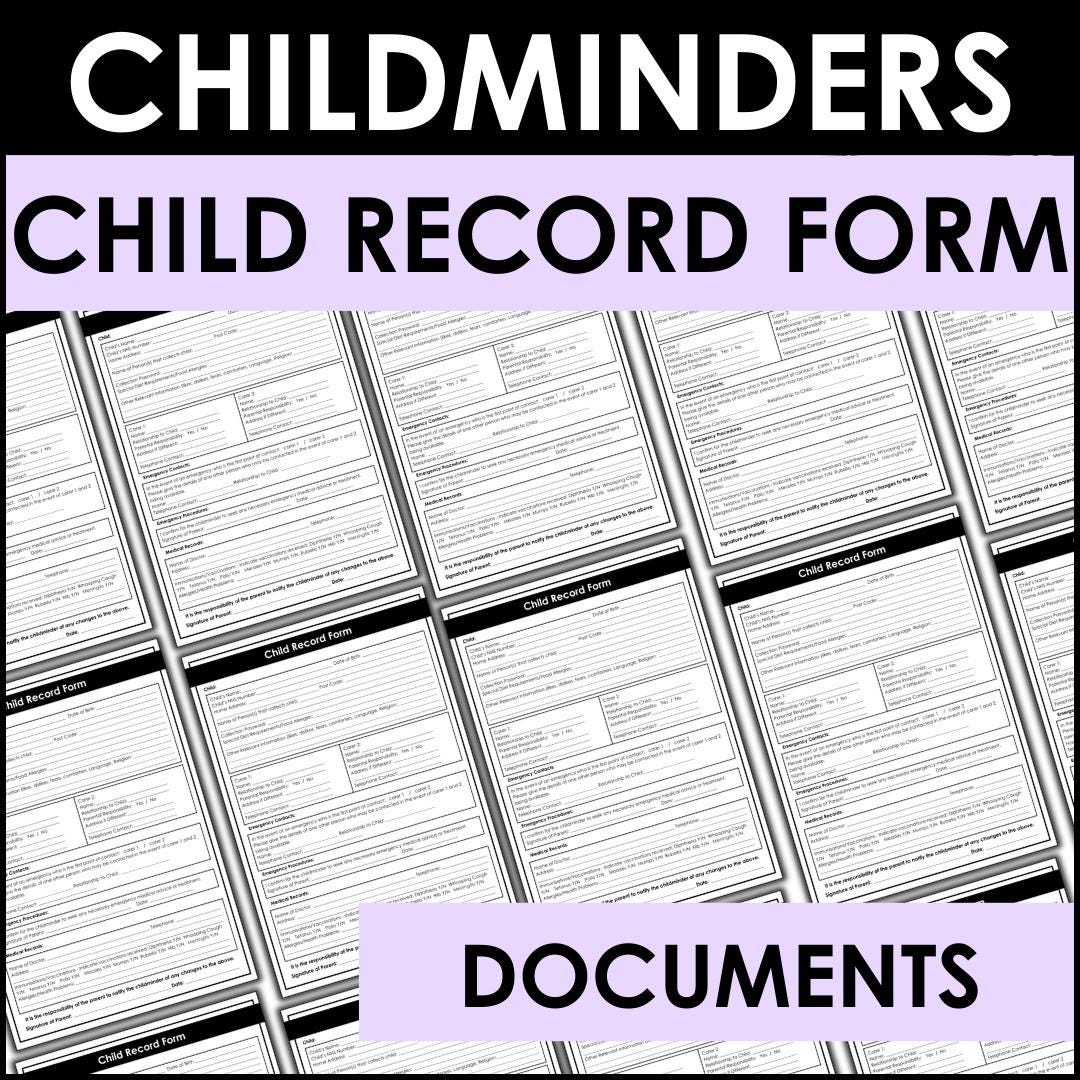 Child Records Checklist.pdf Child Record Form – Printable Children’s Health & Information Tracker ...