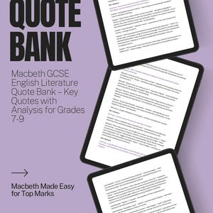 Macbeth GCSE English Literature Quote Bank – Key Quotes with Analysis for Grades 7-9