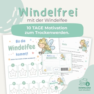 Diaper-free with the Diaper Fairy | Reward chart for potty training | 10-day PDF printable template | incl. loving letter from the Diaper Fairy