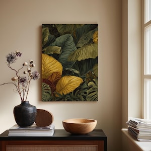 Tropical Jungle Canvas Print: Painterly Botanical Leaf Wall Art