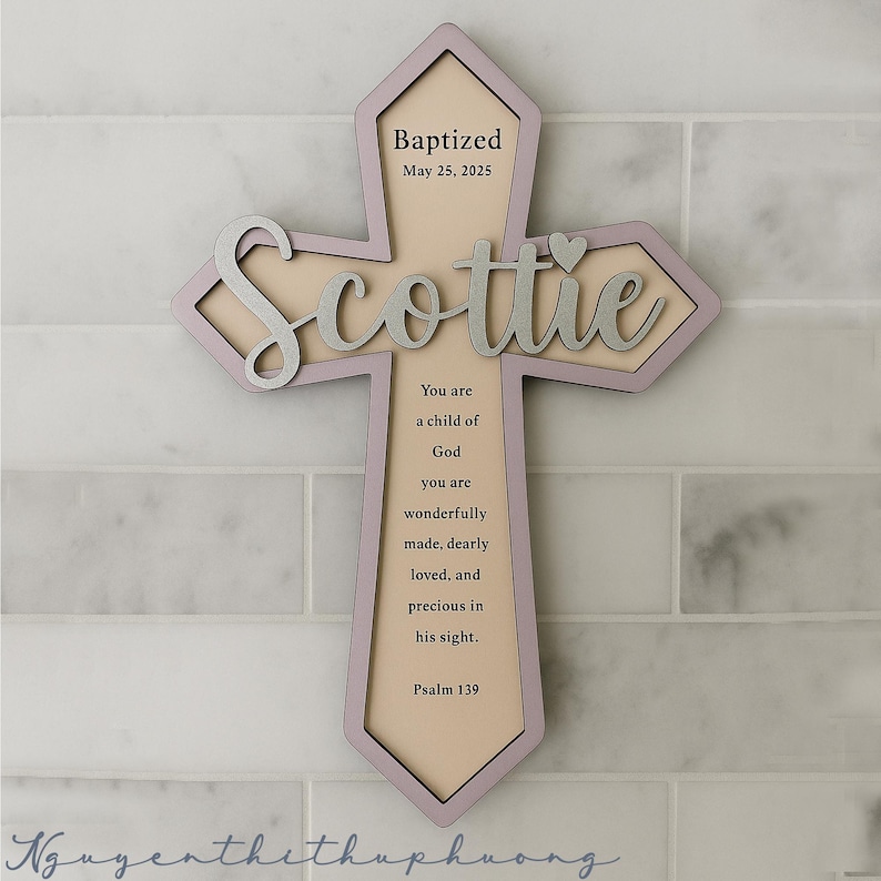 Personalized Wooden Baptism Cross | Baby Shower Gift | Custom Nursery ...