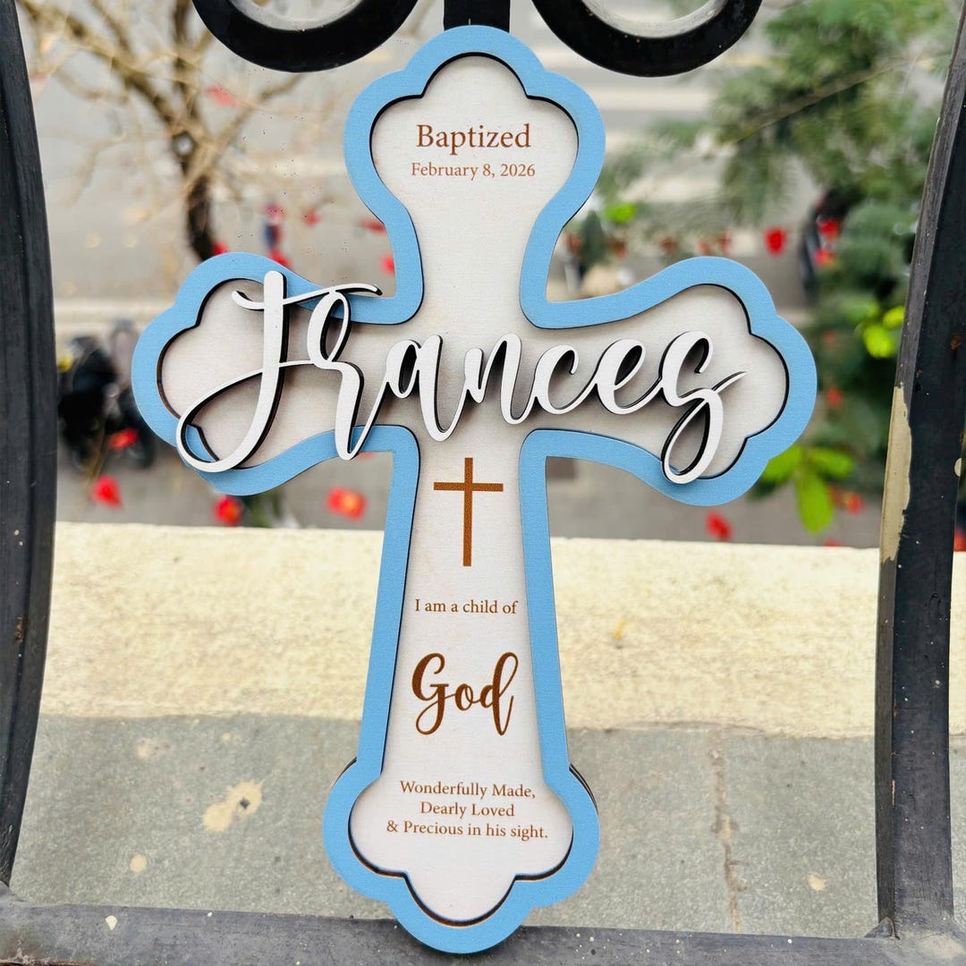 Personalized Baptism Cross Sign, Custom Name Christening Gift, Baby Boy ...