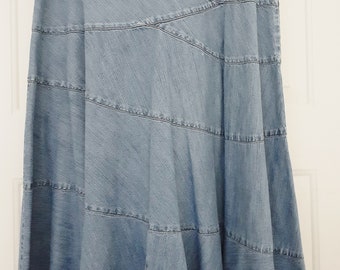 Vintage Ralph Lauren Jeans Co Denim Jean Skirt Blue Side Zip Flared Women's 12