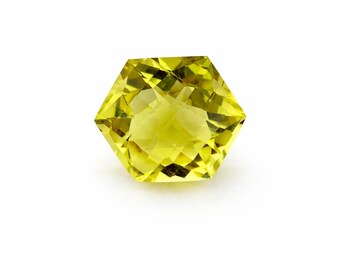 Lös Grön Guld Citronkvarts Hexagon Form Rutig Slipad AAA Kvalitet Finns i 15,50X17,50 MM
