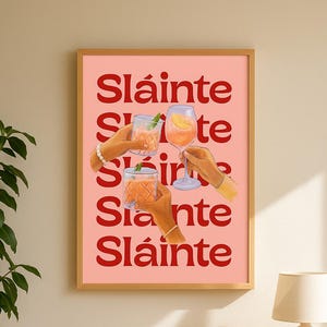 Sláinte Irish Wall Art, Gaeilge Toast Print, Celtic Home Decor, Irish Language Digital Download, Ireland Printable Artwork, Bar Sign