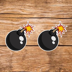 Bomb (2 Stickers): Matte Finish Vinyl, Water Resistant Decal