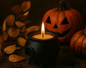 Caldero de velas de Halloween / Decoración espeluznante para el hogar / Regalo de otoño / Vela de cera de soja hecha a mano / Vela de caldero de bruja para las noches de Halloween