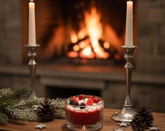 Berry Dessert Candle, Handmade Soy Wax Candle, Realistic Fruit Candle, Strawberry & Blackberry Scented Candle, Unique Gift for Home Decor