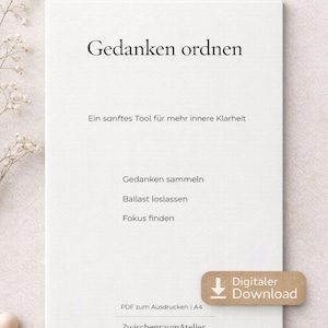 Stop Overthinking Worksheet PDF – Grübeln stoppen Arbeitsblätter zum Ausdrucken, mentale Klarheit & Gedanken ordnen A4