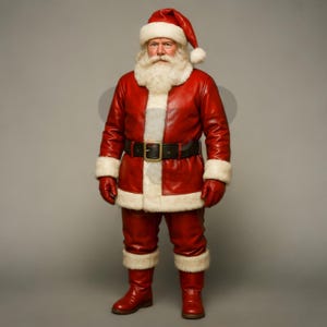 Luxury Red Leather Santa Claus Costume | Deluxe Adult Christmas Suit | Holiday Party Outfit Men