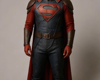 Superheld-cosplaykostuum man van staal lederen harnas outfit met cape voor mannen