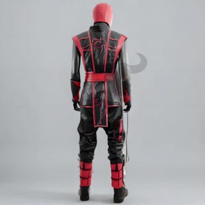 red black ninja costume, ninja warrior cosplay, leather ninja outfit, mens cosplay suit, mortal style costume, ninja cosplay outfit, red ninja armor, black ninja uniform, mens leather cosplay, warrior cosplay suit, ninja mask costume, gaming cosplay outfit, martial arts cosplay, ninja character costume, stealth warrior outfit, red black cosplay suit, premium ninja costume, anime style ninja outfit, cosplay warrior clothing, combat ninja costume