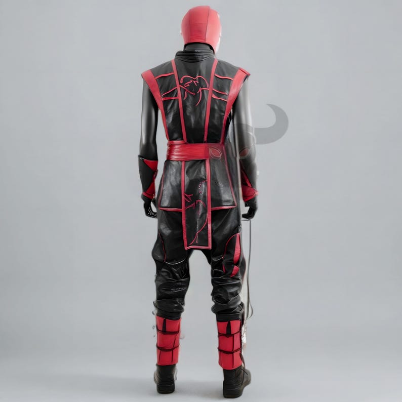 red black ninja costume, ninja warrior cosplay, leather ninja outfit, mens cosplay suit, mortal style costume, ninja cosplay outfit, red ninja armor, black ninja uniform, mens leather cosplay, warrior cosplay suit, ninja mask costume, gaming cosplay outfit, martial arts cosplay, ninja character costume, stealth warrior outfit, red black cosplay suit, premium ninja costume, anime style ninja outfit, cosplay warrior clothing, combat ninja costume