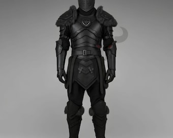 Dunkler Gothic Mittelalterlicher Ritter Rüstungs Anzug | Fantasy Kriegerin LARP Kostüm | Renaissance Cosplay Halloween Outfit