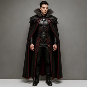 Vampire Knight Genuine Leather Armor Set with Fur Hooded Cloak – Black Medieval Cosplay LARP Outfit | Ren Faire Costume | Halloween 2025